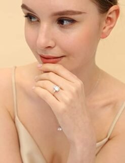 EAMTI 3CT 925 Sterling Silver Engagement Rings 3-Stone Emerald Cut Cubic Zirconia CZ Wedding Promise Rings for Her Wedding Bands for Women Size 3-11