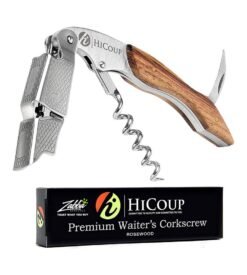 Hicoup Wine Opener ?C Professional Corkscrews for Wine Bottles w/ Foil Cutter and Cap Remover ?C Manual Wine Key for Servers. Waiters. Bartenders and Home Use ?C Classic Rosewood