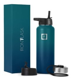 IRON ??FLASK Sports Water Bottle ?C 40oz. 3 Lids (Straw Lid). Leak Proof ?C Stainless Steel Gym & Sport Bottles for Men. Women & Kids ?C Double Walled. Insulated Thermos. Metal Canteen
