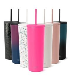 Simple Modern Insulated Tumbler with Lid and Straw | Iced Coffee Cup Reusable Stainless Steel Water Bottle Travel Mug | Spring Break Gifts For Her & Him | Classic Collection | 24oz | Nebula