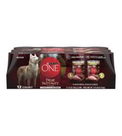 Purina ONE True Instinct Tender Cuts in Gravy With Real Turkey and Venison. and With Real Chicken and Duck High Protein Wet Dog Food Variety Pack ?C (12) 13 oz. Cans