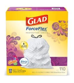 Glad Trash & Food Storage ForceFlex Protection Series Tall Trash Bags. 13 Gal. Gain Moonlight Breeze with Febreze. 110 Ct (Package May Vary)