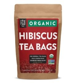 Organic Hibiscus Tea Bags | 100 Tea Bags | Eco-Conscious Tea Bags in Kraft Bag | Raw from Egypt | by FGO