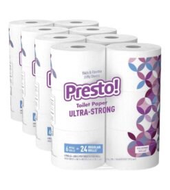 Amazon Brand ?C Presto! 308-Sheet Mega Roll Toilet Paper. Ultra-Strong. 6 Count (Pack of 4). 24 Count = 96 Regular Rolls