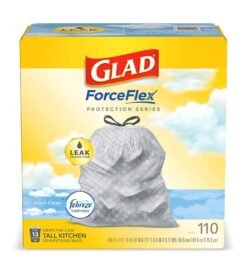 Glad ForceFlex Protection Series Tall Kitchen Trash Bags. 13 Gal. Fresh Clean with Febreze. 110 Ct (Package May Vary)