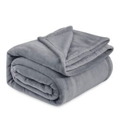 Bedsure Fleece Bed Blankets Queen Size Grey ?C Soft Lightweight Plush Fuzzy Cozy Luxury Blanket Microfiber. 90??90 inches